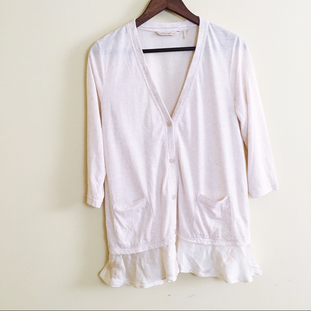 Soft Surroundings  V Neck Cardigan Sweater Flounce